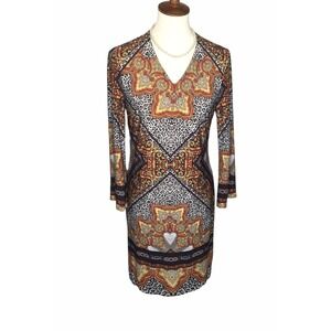 Chicos Dress Women 0 Small Animal Paisley Medallion Leopard Print Shift Mob Wife